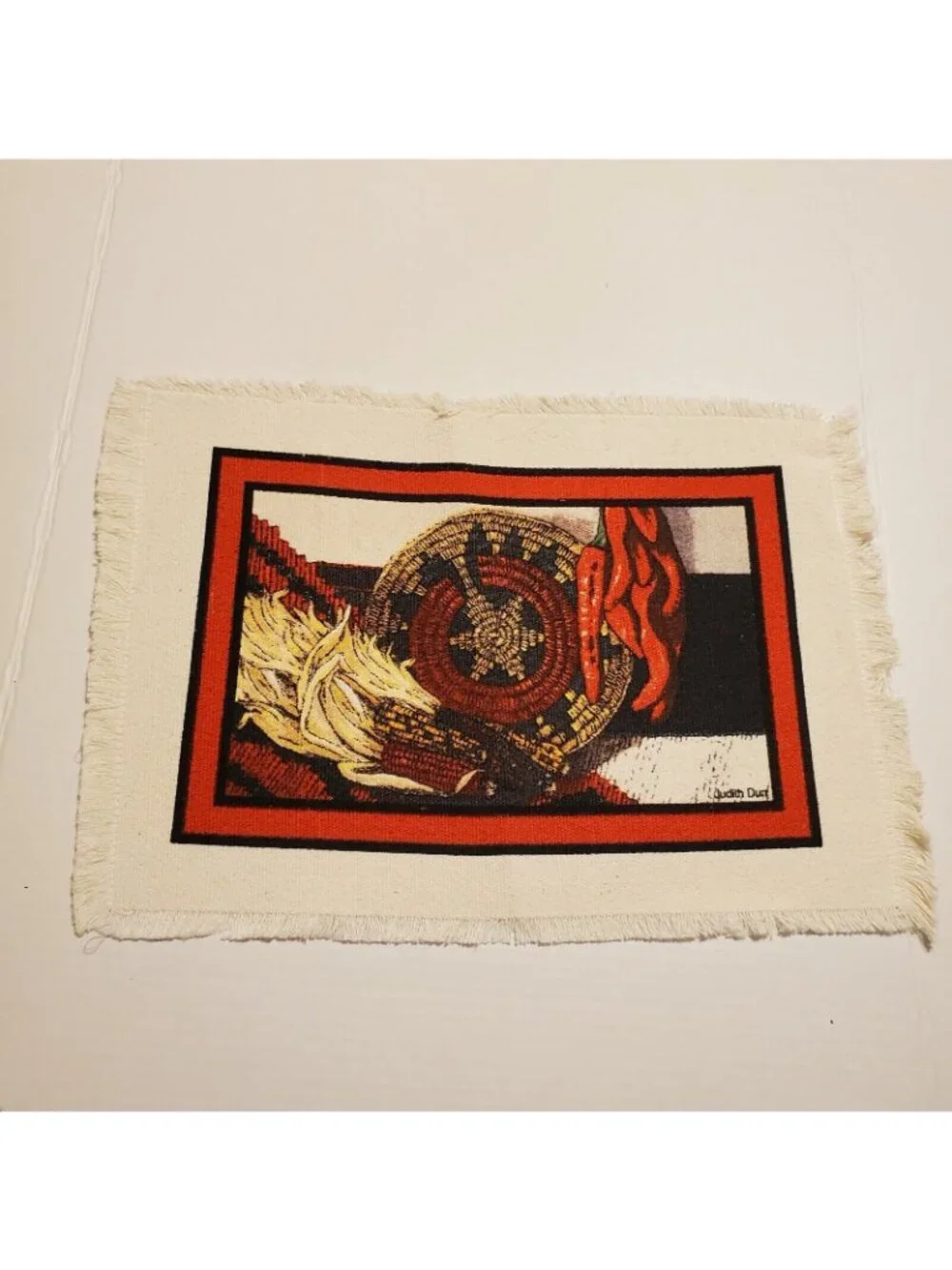 Judith Durr Woven Placemats Set of4 Southwest Art Peppers Corn Basket 18
